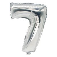 Folie ballon 35 cm x 20 cm zilver "7"
