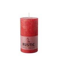 Premium cilinderkaarsen rood Ø 68 mm · 130 mm "Rustiek" volledig gekleurd