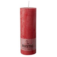 Premium cilinderkaarsen rood Ø 68 mm · 190 mm "Rustiek" volledig gekleurd