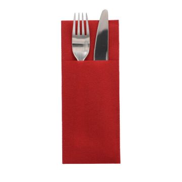 Servetten met bestekzakjes, airlaid 1/8 vouw 40 cm x 33 cm bordeaux