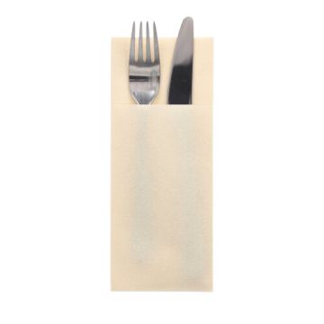 Servetten met bestekzakjes, airlaid 1/8 vouw 40 cm x 33 cm creme