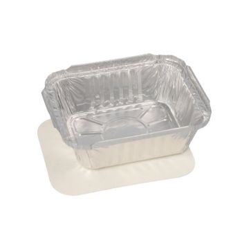 Schalen, aluminium + ingelegd deksel, PE-gecoat plein 0,5 l 4,2 cm x 11,4 cm x 14 cm