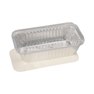 Schalen, aluminium + ingelegd deksel, PE-gecoat plein 0,7 l 4,9 cm x 10,3 cm x 19,5 cm