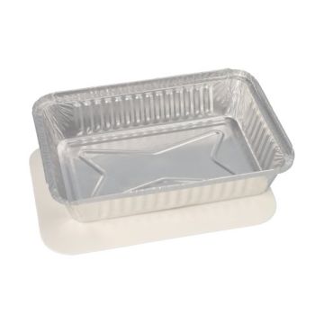 Schalen, aluminium + ingelegd deksel, PE-gecoat plein 0,8 l 4 cm x 15 cm x 21,4 cm