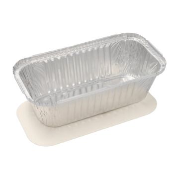 Aluminium schalen met inlegdeksels, PP gelamineerd plein 1,5 l 7 cm x 13 cm x 24,2 cm