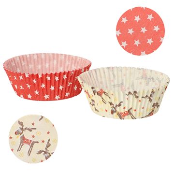 Bakvormpjes Ø 5 cm · 2,5 cm "Elk & Penguin" assorti
