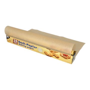 Bakpapier 25 m x 38 cm bruin in vouwdoos