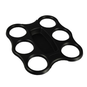 Tray voor drinkbekers, PS 22,4 cm x 24,4 cm x 2,4 cm zwart voor 6 beker