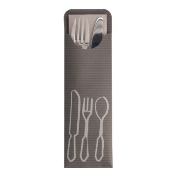 Bestekzakje antraciet 23,5 x 7,3 cm incl. bistro servet, FSC, pochetto