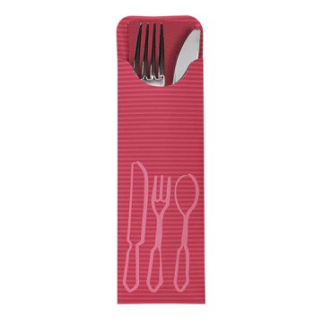 Bestekzakjes 23,5 cm x 7,3 cm bordeaux inclusief gekleurde servet Bistro