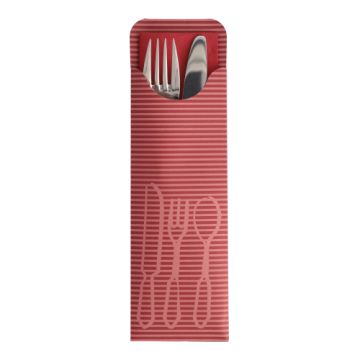 Bestekzakjes 23,5 cm x 7,3 cm bordeaux inclusief gekleurde servet Bistro