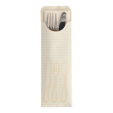 Bestekzakjes 23,5 cm x 7,3 cm creme inclusief gekleurde servet Bistro