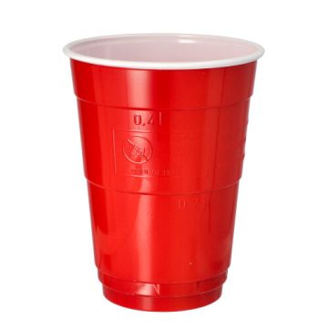Rode bierbekers PS 0,4 l Ø 9,5 cm · 12 cm red cups voor beer pong