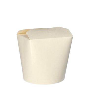 Bio kartonnen pasta-boxen 750 ml 10 cm x 10 cm x 8,5 cm wit, takeaway noodleboxen