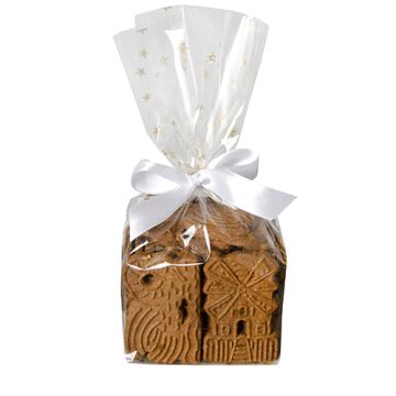 Zakjes, PP 27 cm x 18 cm x 7 cm helder "gouden sterren"