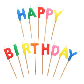 Verjaardagskaarsjes 8 cm "Happy Birthday"