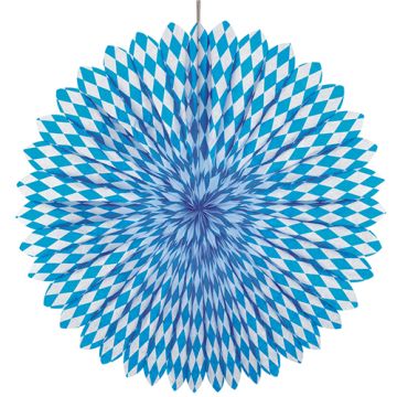 Decoratiewaaier, honeycomb Ø 75 cm "Beiers blauw" brandvertagend