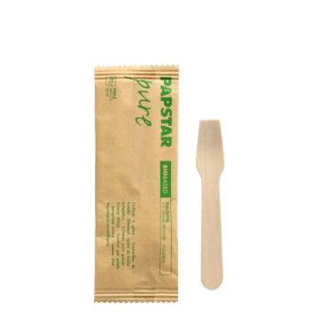 IJslepels, hout "pure" 9,4 cm per stuk verpakt in papieren sleeve
