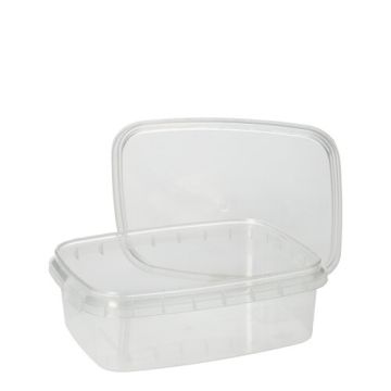 Verzegelbare TE cups rechthoekig  PP 200 ml 3,5 x 8,6 x 10,9 cm met zegelsluiting deksel