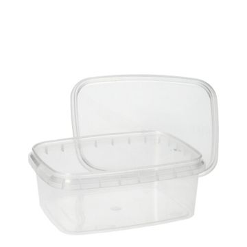 Verzegelbare TE cups rechthoekig  PP 250 ml 4 x 8,6 x 10,9 cm met zegelsluiting deksel