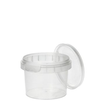 Verzegelbare TE deli cups rond mini  PP 120 ml Ø 6,9 cm · 5,1 cm met zegelsluiting deksel