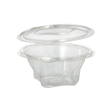 Saladebakken met  deksels, R-PET rond 500 ml Ø 15,5 cm · 6,8 cm glashelder