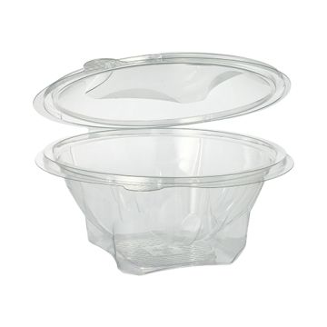 Saladebakken met  deksels, R-PET rond 750 ml Ø 17,4 cm · 7,3 cm glashelder