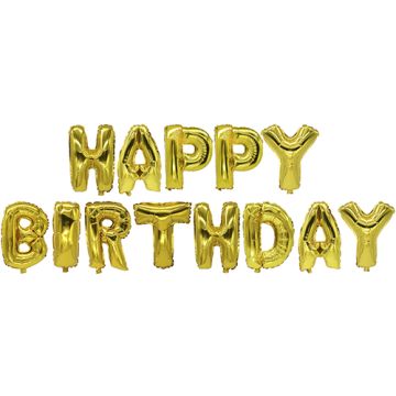Folie ballonnen set goud "Happy Birthday"