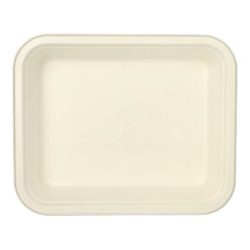 Bio gastronorm schaal GN 1/2 suikerriet met PLAcoating 4 l 6,5 cm x 32,5 cm x 26,5 cm PFAS-vrij bagasse wit
