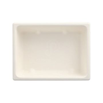 Bio gastronorm schaal GN 1/8 suikerriet met PLA coating rechthoekig 16,5 x 12,3 x 4,7 cm PFAS-vrij bagasse wit
