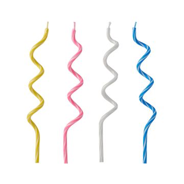 Verjaardagskaarsjes 12,5 cm assorti kleuren "Spirale"