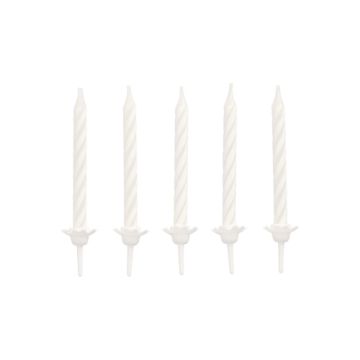 Verjaardagskaarsjes met houders 6 cm wit