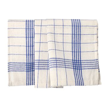 Theedoek katoen 70 x 50 cm keukenhanddoek wit/blauw