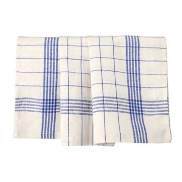 Theedoek halflinnen 70 x 50 cm keukenhanddoek wit/blauw