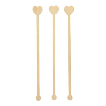 Roerstaafjes gemaakt van bamboe "pure" 20 cm "Heart", roerder of cocktail stirrer