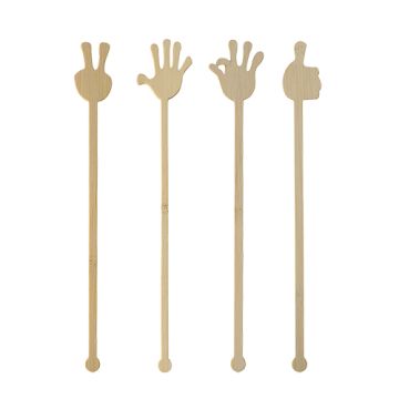 Cocktail roerstaafjes van bamboe "pure" 21 cm "Hands"