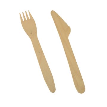 Besteksets, hout "pure" 16,5 cm (250 messen + 250 vorken)