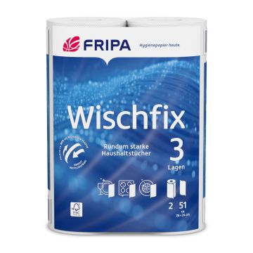 Fripa "Wischfix" keukenrollen, 3-laags keukenpapier, wit, 51 vellen per rol