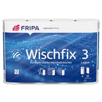 Fripa "Wischfix" keukenrollen, 3-laags keukenpapier, wit, 51 vellen per rol