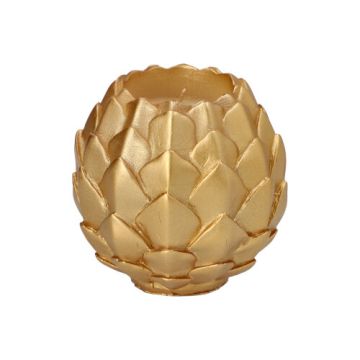 Bolkaars dennenappel  Ø 10 cm designkaars kerst goud