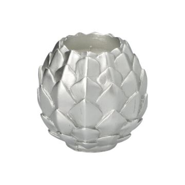 Bolkaars dennenappel Ø 10 cm designkaars kerst zilver