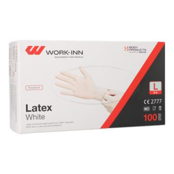 Latex handschoenen, gepoedert "White" wit maat L