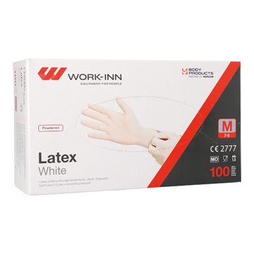 Latex handschoenen, gepoederd "White" wit maat M