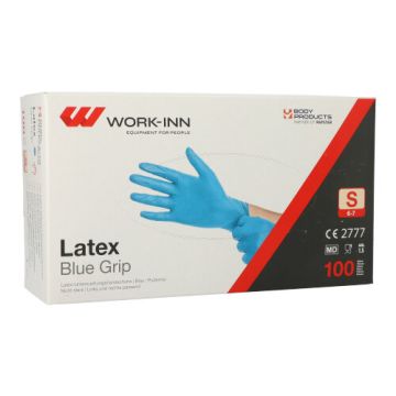 Latex handschoenen S ongepoederd blauw, met extra greep