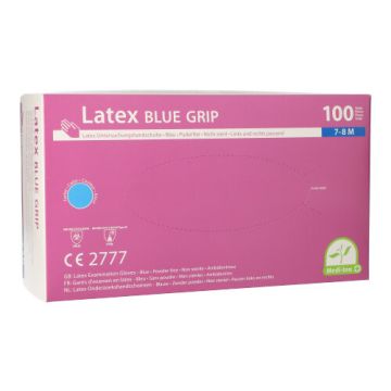 "Medi-Inn PS" Handschoenen Latex poedervrij blauw "Blue Grip" M