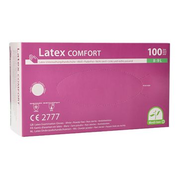 "Medi-Inn PS" Handschoenen Latex poedervrij "Comfort" wit/natuur L