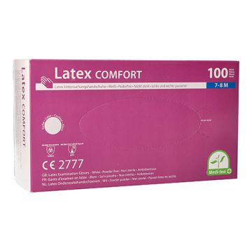 "Medi-Inn PS" Handschoenen Latex poedervrij "Comfort" wit/natuur M