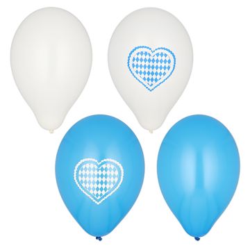 Ballonnen in Beiers blauw-wit voor oktoberfeest Ø 25 cm assorti kleuren feestballons "Beiers blauw"