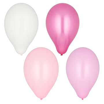 Grote ballonnen in pink/roze Ø 25 cm feestballons "Pink-mix"