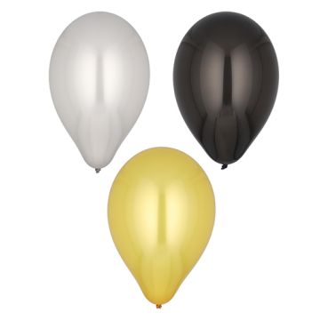 Ballonnen in zwart/goud/zilver Ø 25 cm feestballons Metallic